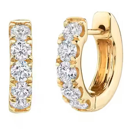 925 Sterling Sliver 14K18K Gold Plated CZ Diamond Paved Huggie Hoop Earrings