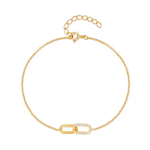 Custom Gold Plated Sterling Silver Cuban Chain Italian Zircon Bracelet