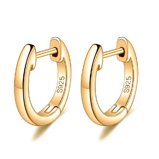 Gold Plated 925 Sterling Silver Plain Cuff Earring Small Earrings Women Jewelry
