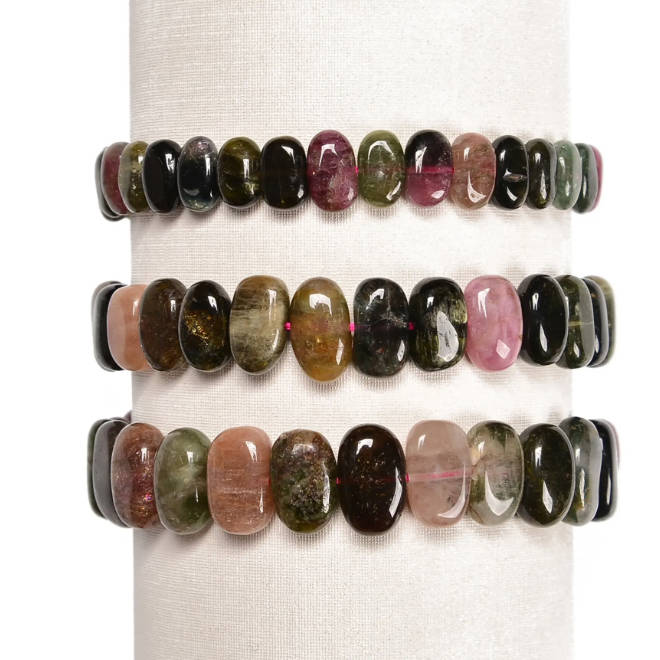 Customized Oval Shape Tourmaline Stone Beads Bracelet