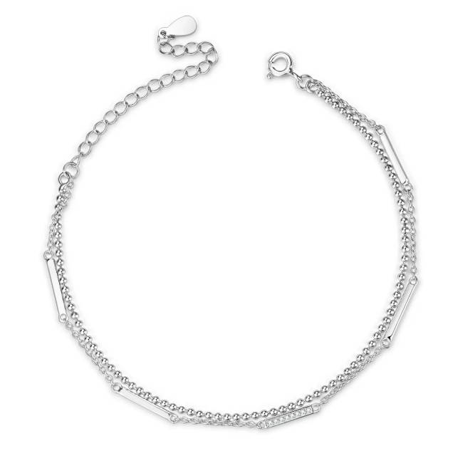 Fine Jewelry 925 Sterling Silver Double Layered Bracelet