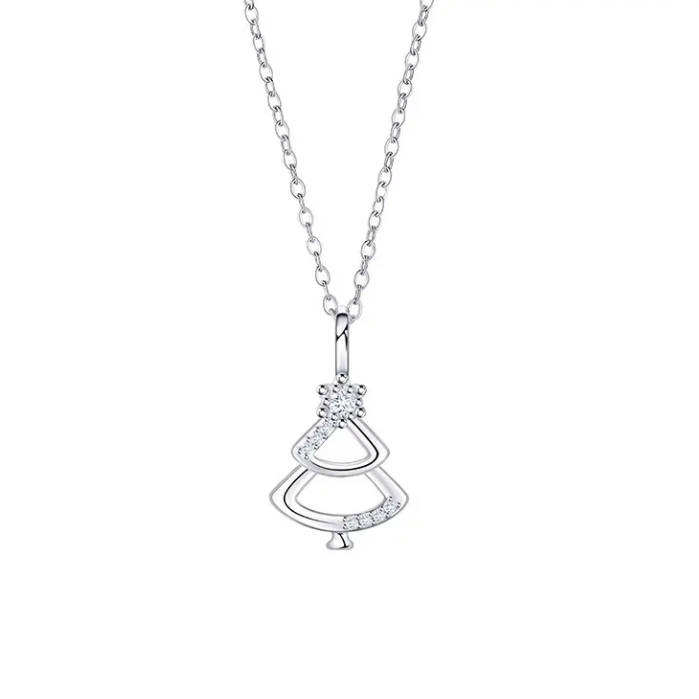 S925 Silver Christmas Tree Necklace