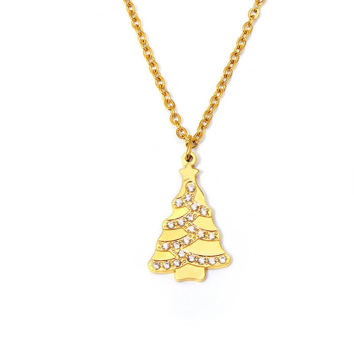 Christmas Tree Zircon Pendant Necklace Christmas Jewlery Gifts for Girls