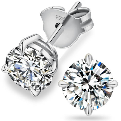0.5ct 0.6ct 0.8ct 1.0ct 925 Sterling Silver Diamond Earring Moissanite Wedding Stud Earrings
