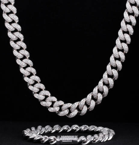 Custom Hip Hop Jewelry 8mm 12mm VVS Moissanite Cuban Link Chain 2