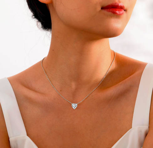 Fine Silver Necklace Jewelry Solitaire Pendant Heart Moissanite Necklaces 2
