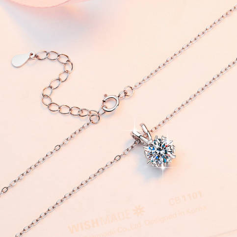 Luxury Elegant Engagement Jewelry Premium 925 Sterling Silver Moissanite Pendant Necklace 2