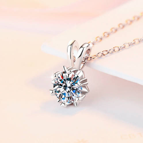 Luxury Elegant Engagement Jewelry Premium 925 Sterling Silver Moissanite Pendant Necklace 3