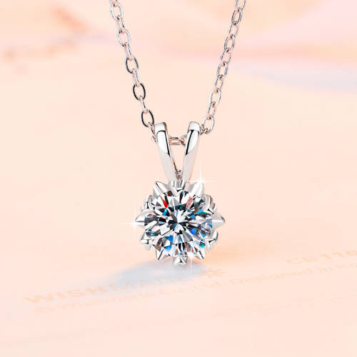 Luxury Elegant Engagement Jewelry Premium 925 Sterling Silver Moissanite Pendant Necklace
