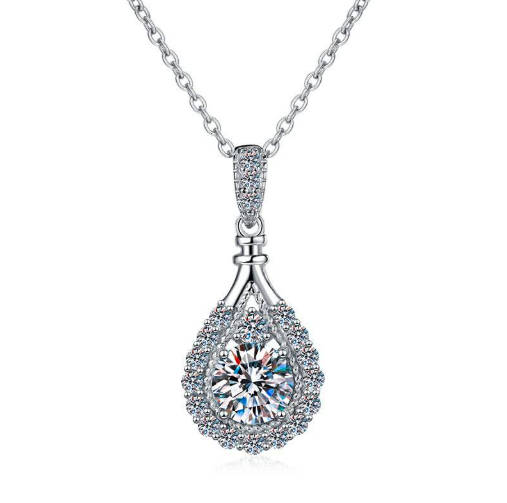 Round Moissanite Pendant Necklace Jewelry Women's Fine Jewelry