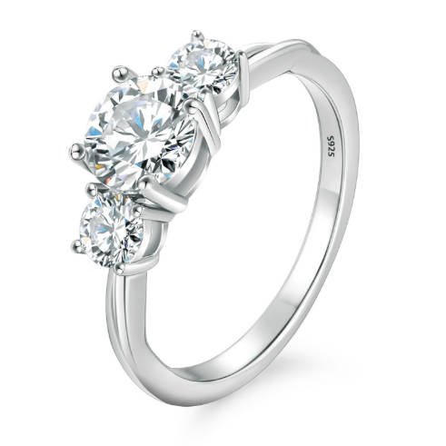 Wedding Rings S925 Sterling Silver Three Stone Moissanite Ring for Women