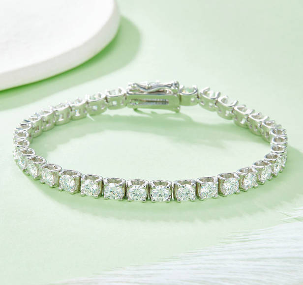 925 Sterling Silver Moissanite Tennis Bracelet D Color VVS Diamond Bracelet 2 925 Sterling Silver Moissanite Tennis Bracelet D Color VVS Diamond Bracelet 2